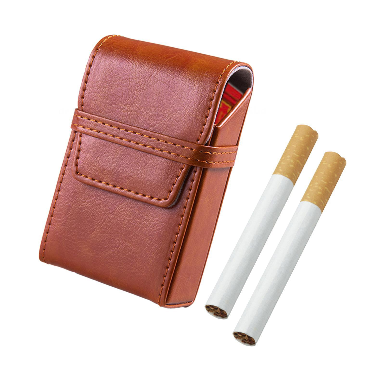 Kaesi Cigarette Storage Box Sturdy Construction Wear Resistant Faux Leather Men's Cigarette Case Metal Clip Cigarette Box for Home, Adult Unisex, Size