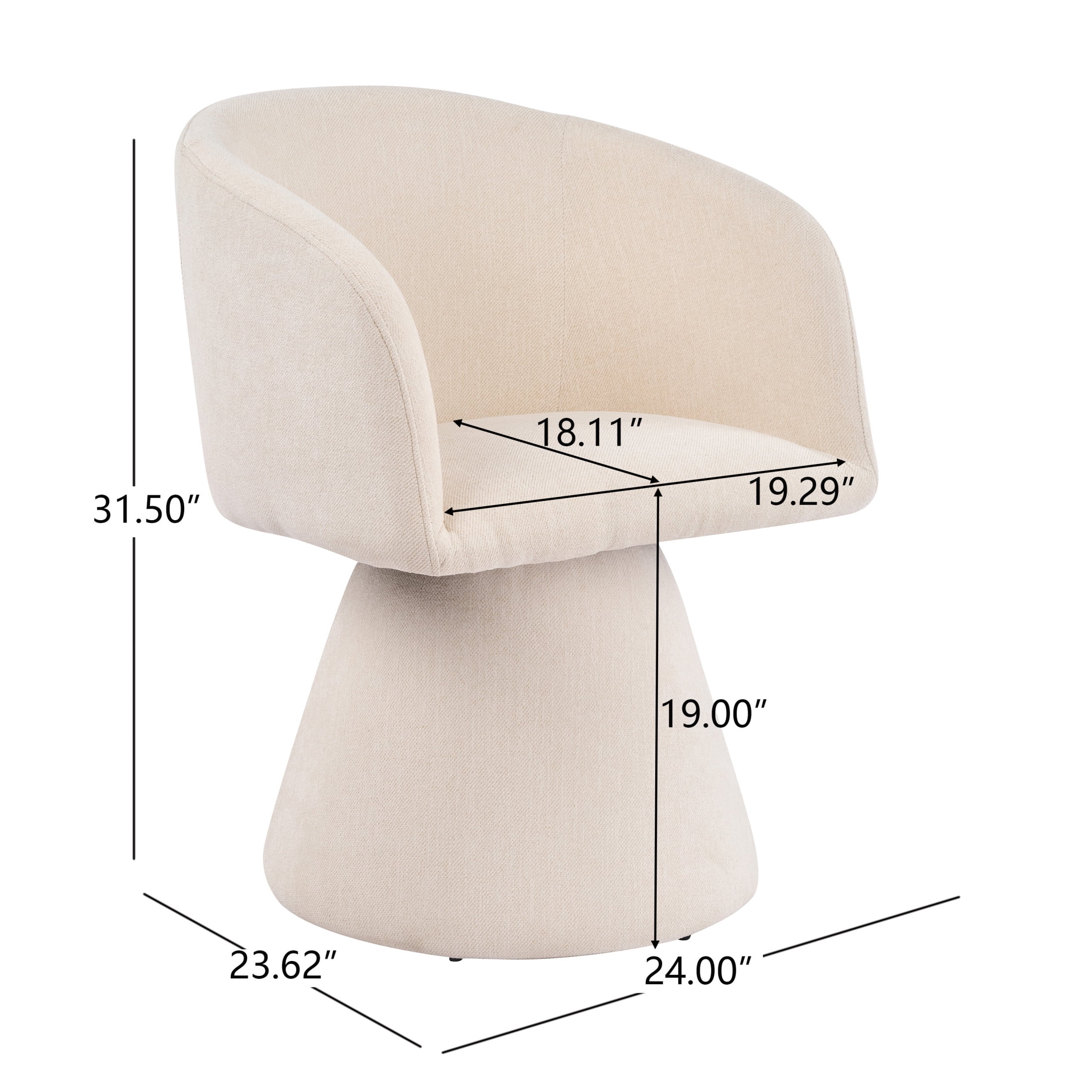 Christopher Knight Home Modern 180° Swivel Upholstered Dining Armchairs, Beige, Set of 2