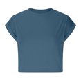 thumbnail image 4 of AherBiu Crop Tops for Women Cap Sleeve Summer Casual Basic Top Tees Shirts Crewneck Comfy T-Shirts, 4 of 6