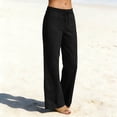 thumbnail image 3 of HAiming Women Wide Leg Pants Summer Vacation Palazzo Trousers Loose Casual Drawstring Elastic Waist Pants with Pockets, 3 of 7