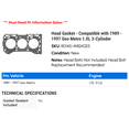 thumbnail image 2 of Head Gasket - Compatible with 1989 - 1997 Geo Metro 1.0L 3-Cylinder 1990 1991 1992 1993 1994 1995 1996, 2 of 2