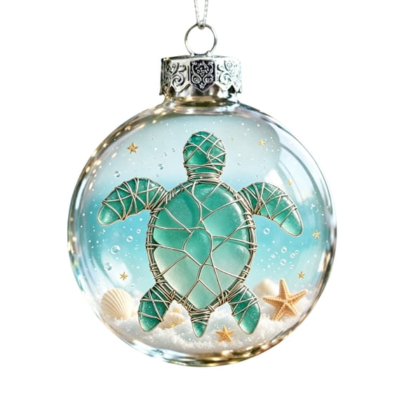 Luckky Marine Animal Christmas Ornaments, 2D Acrylic Sea Creature Hanging Decor for Christmas Trees, Festive Keepsake Gift for Home Christmas Party Decoration(Sea turtle)