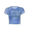 thumbnail image 4 of Seyurigaoka Women Juniors Round Collar T-shirt, Printing Midriff-baring Tops Base Shirt, 4 of 7