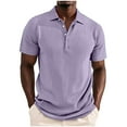 thumbnail image 4 of FRSASU Corduroy Shirt for Men Pullover Short Sleeve Polo Shirt Casual Work Collared Shirt Half Button Up Top Purple, 4 of 7