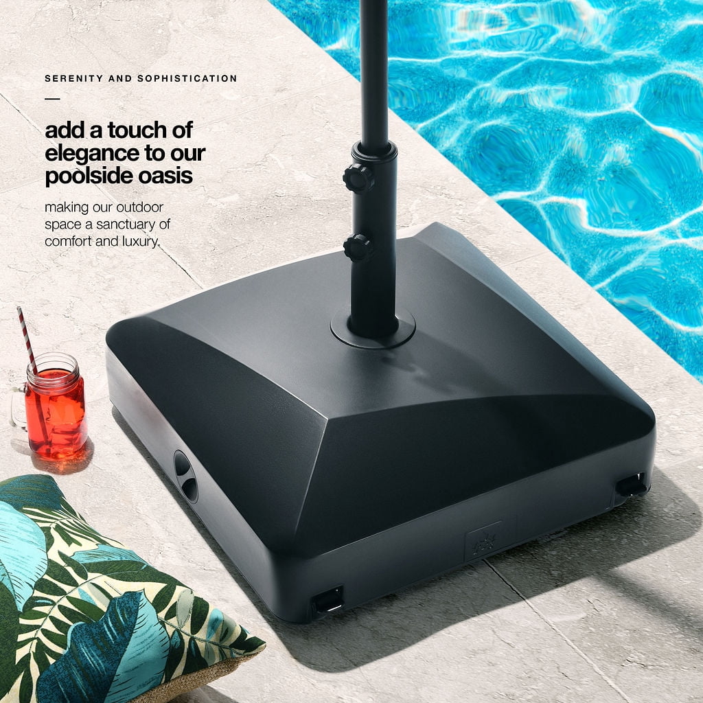 Maple99USA Patio Umbrella Base, 123 lbs Capacity, Black, Square, HDPE Plastic, Heavy Duty