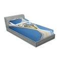 thumbnail image 2 of Ambesonne Vintage Fitted Sheet & Pillow Sham Set, Clock Sand, Twinxl, Blue and Sand Brown, 2 of 2