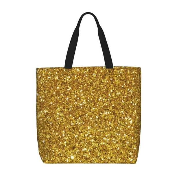 Fotbe Gold Glitter Bolsa Tote con Estampado para Mujer, Bolsos con Cremallera, Bolsa de Hombro Casual de Gran Capacidad con Bolsillos Internos