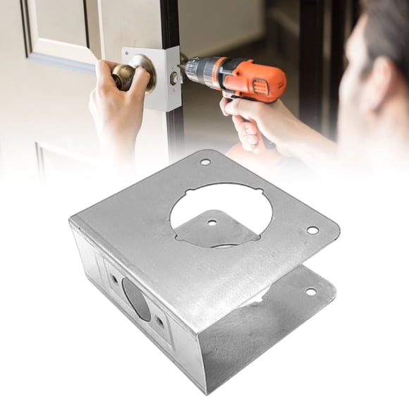 ZTTD Door Knob Reinforcement Plate, Silver, Fits 1.73" Doors, Door Lock and Door Knob Cover Plate, Deadbolt Cover Plate Reinforce and Repair Wood or Metal Doors