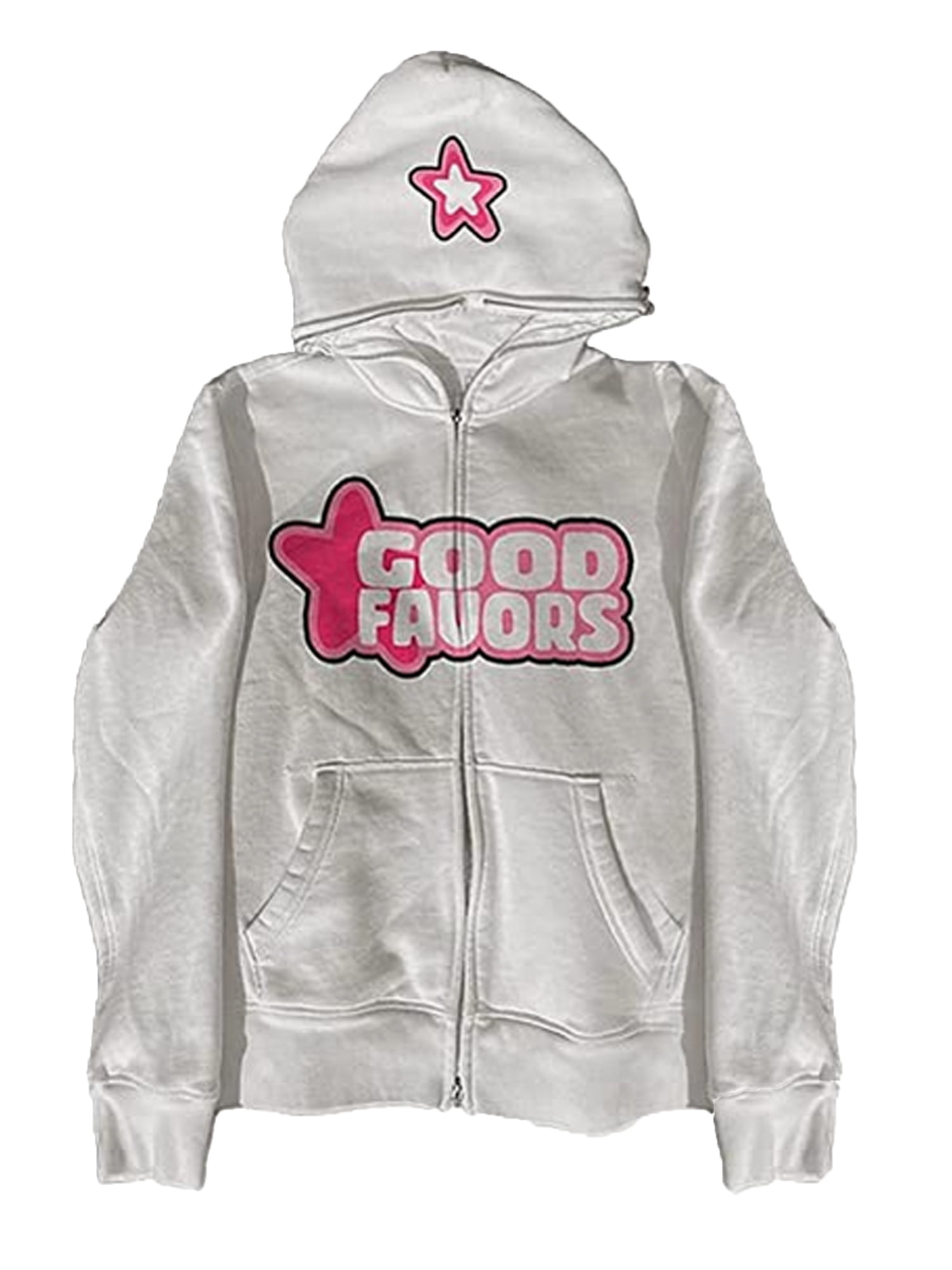 Women 's Oversized Zip Up Sweatshirt Cross Rhinestone Jackets Y2K Long