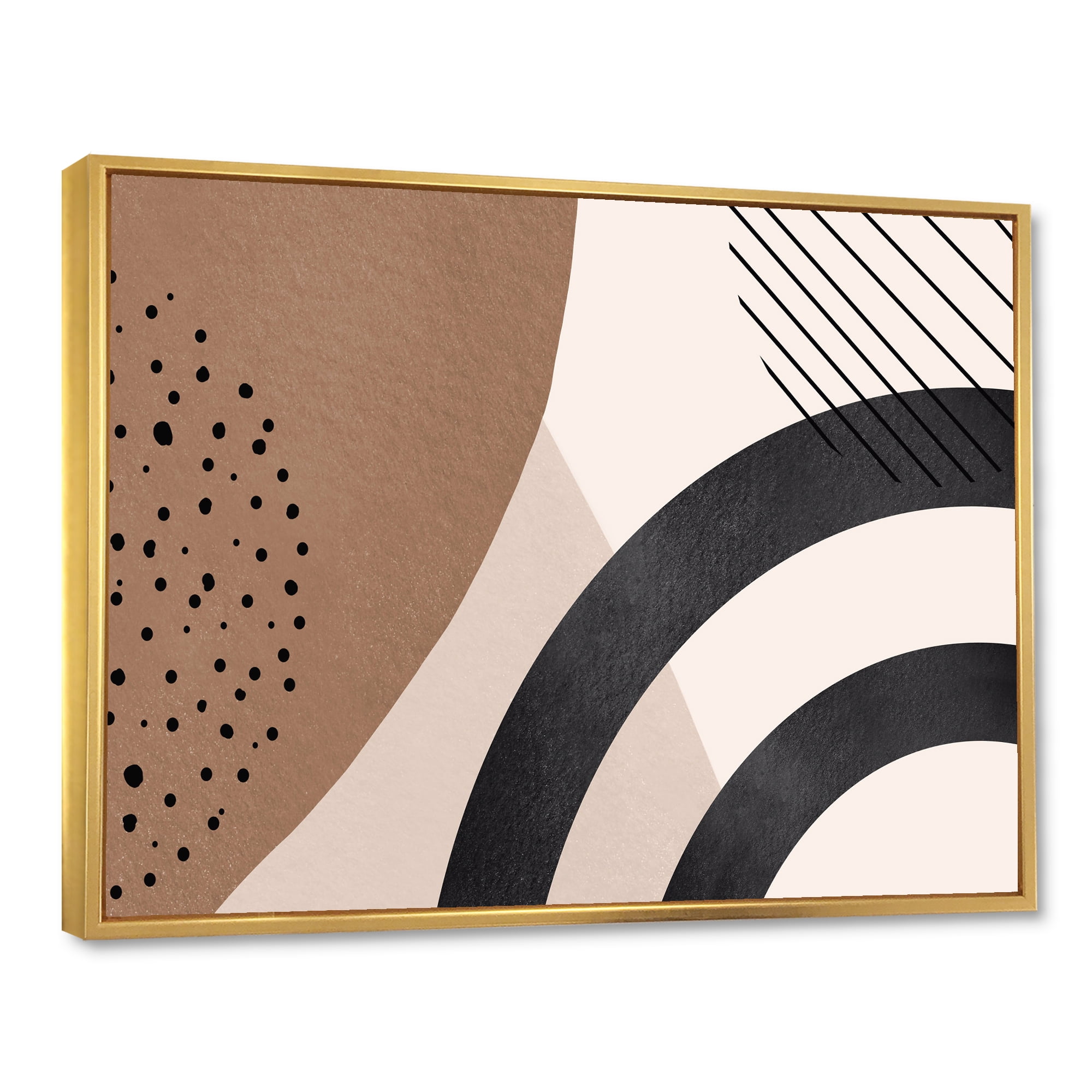 Designart 'Abstract Ivory Shapes and Shapes in Terracotta III' Modern Framed Canvas Wall Art Print