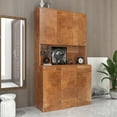 thumbnail image 4 of GAKMCIL 70.87" Kitchen Cabinet & Tall Wardrobe, with 6-Doors, 1-Open Shelves and 1-Drawer, Kitchen Fixtures, Easy Clean, Pantry Cabinets, Versatile Storage for Kitchen & Bedroom & Office, Walnut, 4 of 14