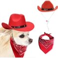 thumbnail image 1 of chapeau De Cowboy Et Charpe Bandana Pour Chiens Et Chats - Chapeaux Sombrero Pour Chiots, Chiots Et Chats - Costumes Pour Animaux De Compagnie - D, 1 of 5