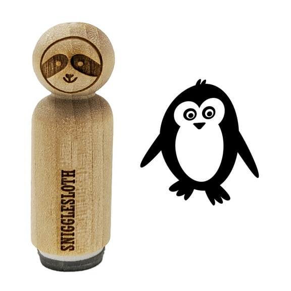 Peaky Penguin Doodle Rubber Stamp for Scrapbooking Crafting Stamping - Mini 1/2 Inch