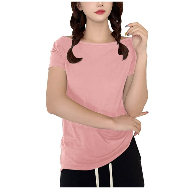 Yuyuzo Hauts de Pyjama pour Femmes T-Shirts à Manches Courtes Col Rond Couche de Base Douce Coupe Ample Vêtements de Nuit