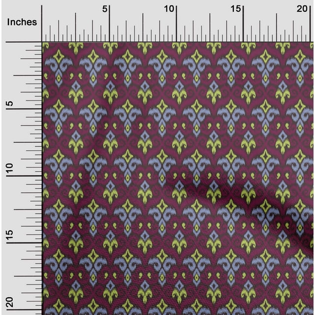 oneOone Tissu Popeline de Coton Imprimé Ikat Tourbillon & Paisley BTY 42 Pouces de Large