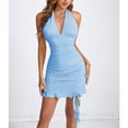 thumbnail image 3 of Women's Sexy Halter Neck Ruched Bodycon Dress, 3 of 6