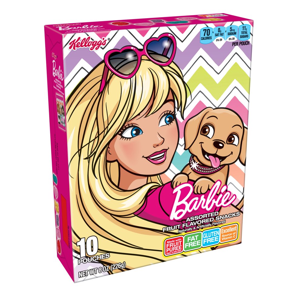 Kellogg's Barbie Assorted Fruit Flavored Snacks Pouches 8 oz 10 ct