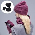 thumbnail image 5 of Gorro cálido Beanie 3 unids / set invierno a prueba sombrero de punto bufanda y guantes para frío mujeres hombres niñas senderismo - NEGRO Negro Magideal Gorro cálido Beanie, 5 of 5