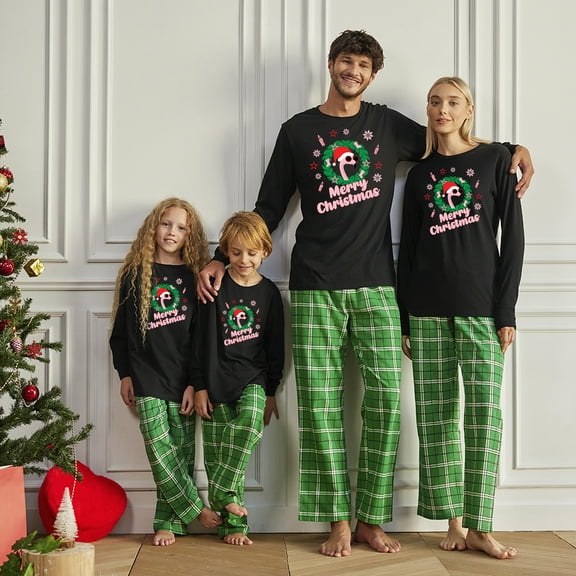 Awkward Styles Family Christmas Pajamas Set Green Flamingo Matching Sleepwear