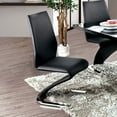 thumbnail image 4 of Dining Room Furniture Dining Table w Leaf and 6 Side Chairs 7pc Dining Set Black Leatherette Z Design Chair High Gloss Lacquer Metal, 4 of 10