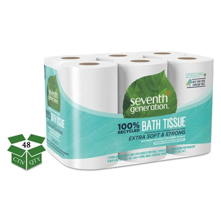 Seventh Generation® 100% Recycled Bathroom Tissue, Septic Safe, 2-ply, White, 240 Sheets/roll, 48/carton