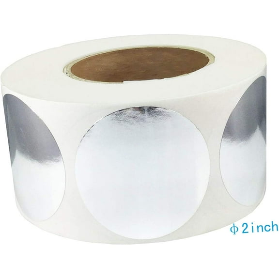 2 inch Metallic Silver Round Dots Wall Sticker,Polka Dots Wall Decal Dot Sticker, Reflective Sealing Labels,500 Pcs