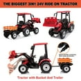 thumbnail image 3 of Kidsera 24V Kids Ride On Tractor Red, 3in1 Riding Tractor with Detachable Trailer and Front Shovel, Dual Motor Battery Powered Electric Riding Toy for Girls&Boys, 3 of 6