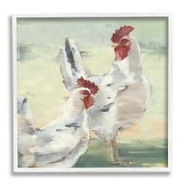 Stupell Industries Country Hens Farmhouse Portrait Animals & Insects Painting White Framed Art Print Wall Art
