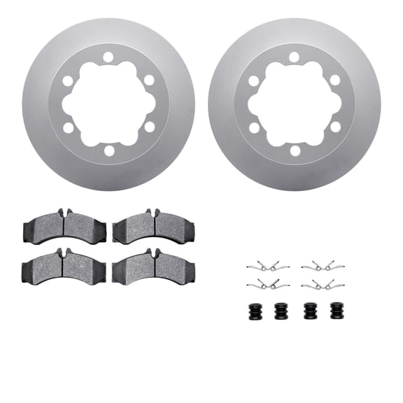 Dynamic Friction Company Rear Geospec Brake Rotors with Heavy Duty Brake Pads includes Sensor and Hardware 4222-40005