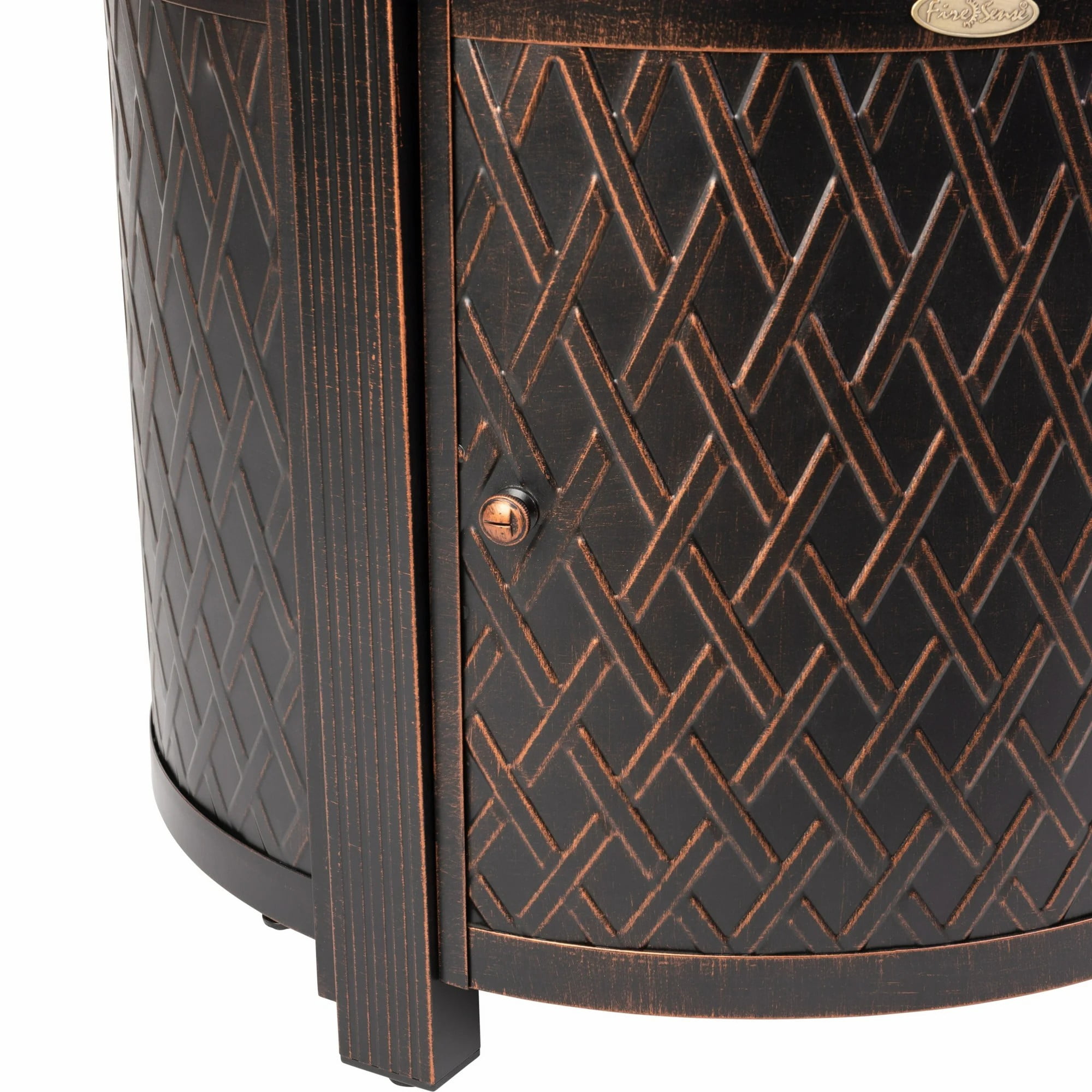 Vulcan Wagner Woven Aluminum Gas Fire Pit Table with Fire Bowl Lid – Bronze Finish – Round – 34"
