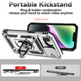 thumbnail image 2 of For iPhone 16e Case Heavy Duty Military Grade Protection,Camera Lens Slide Protection & 360°Rotate Magnetic Car Mount Holder Kickstand Rugged Shockproof Drop Hard Shell,Silver, 2 of 9