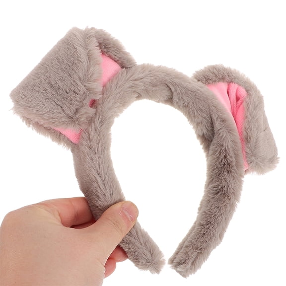 LOLIPPYY 2Pcs Cute Plush Grey Dog Ears Headband for Costume Accessory