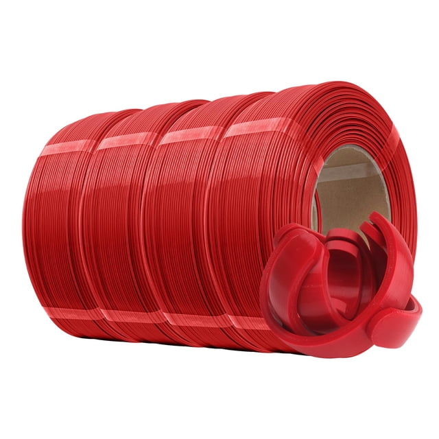 eSUN Refilamento PLA+ 1,75 mm, Recambio para Impresora 3D PLA Plus, 1 KG por Rollo, 4 Rollos de Filamento de Impresión 3D Sin Carrete para Impresoras 3D, Rojo Camión de Bomberos