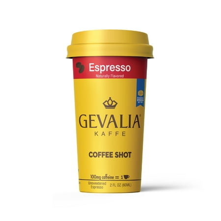 Gevalia Coffee Shots - 100mg Caffeine, Espresso, Premium coffee energy boost in a ready-to-drink 2-ounce shot, 6