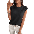 thumbnail image 3 of Suéter Informal de Cuello Redondo y Rayas con Aguja Gruesa para Mujer, Color Negro, Talla XL, 3 of 8