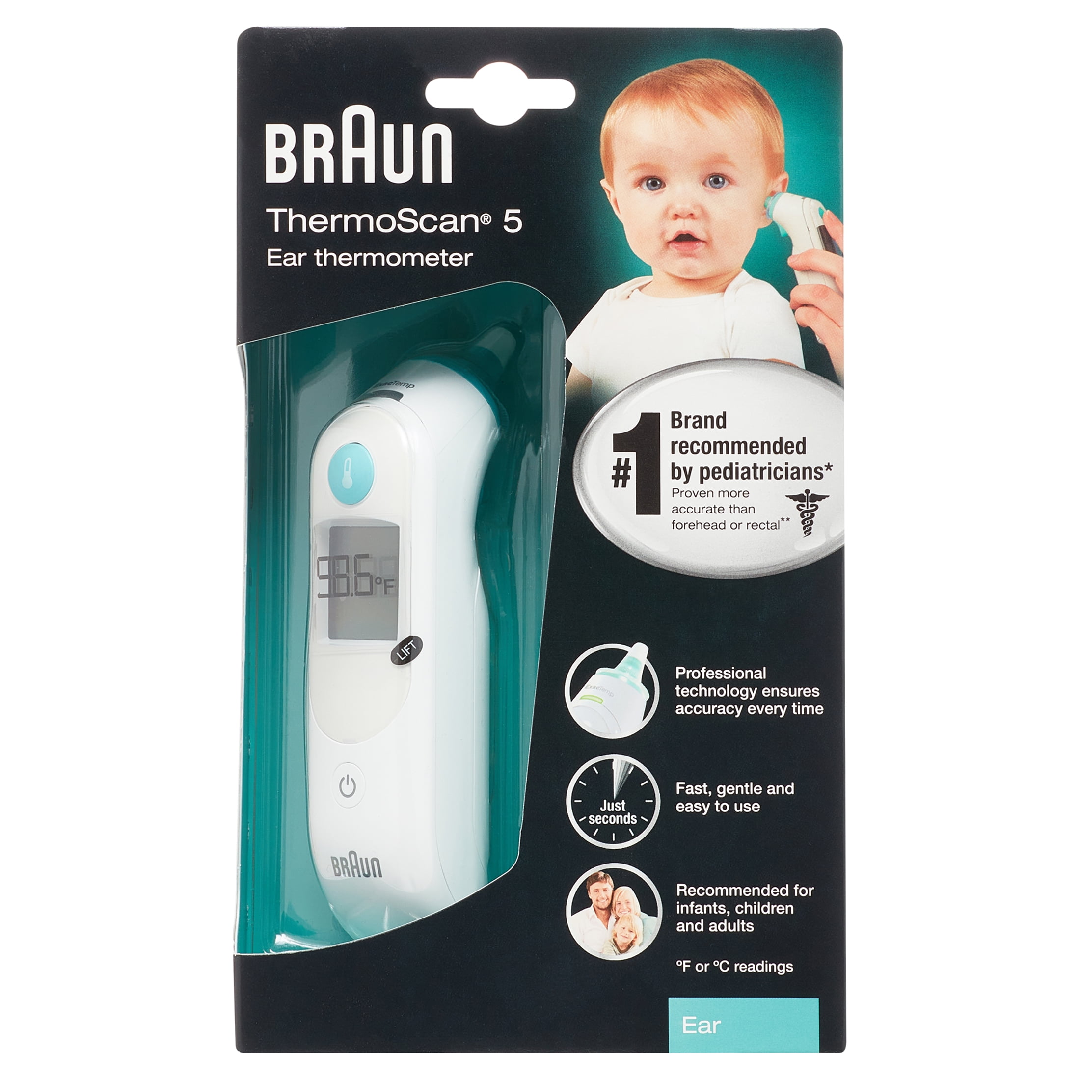 sectie Voorschrijven contact Braun ThermoScan 5 Digital Ear Thermometer, IRT6020US, White - Walmart.com