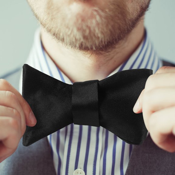 PTOOTP Business Bow Tie Men Formal Black Polyester Elegant Wedding Party