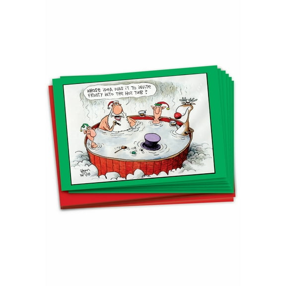 NobleWorks Funny Merry Christmas Boxed Greeting Cards with Envelopes, 6.75" x 1" (12 Count)