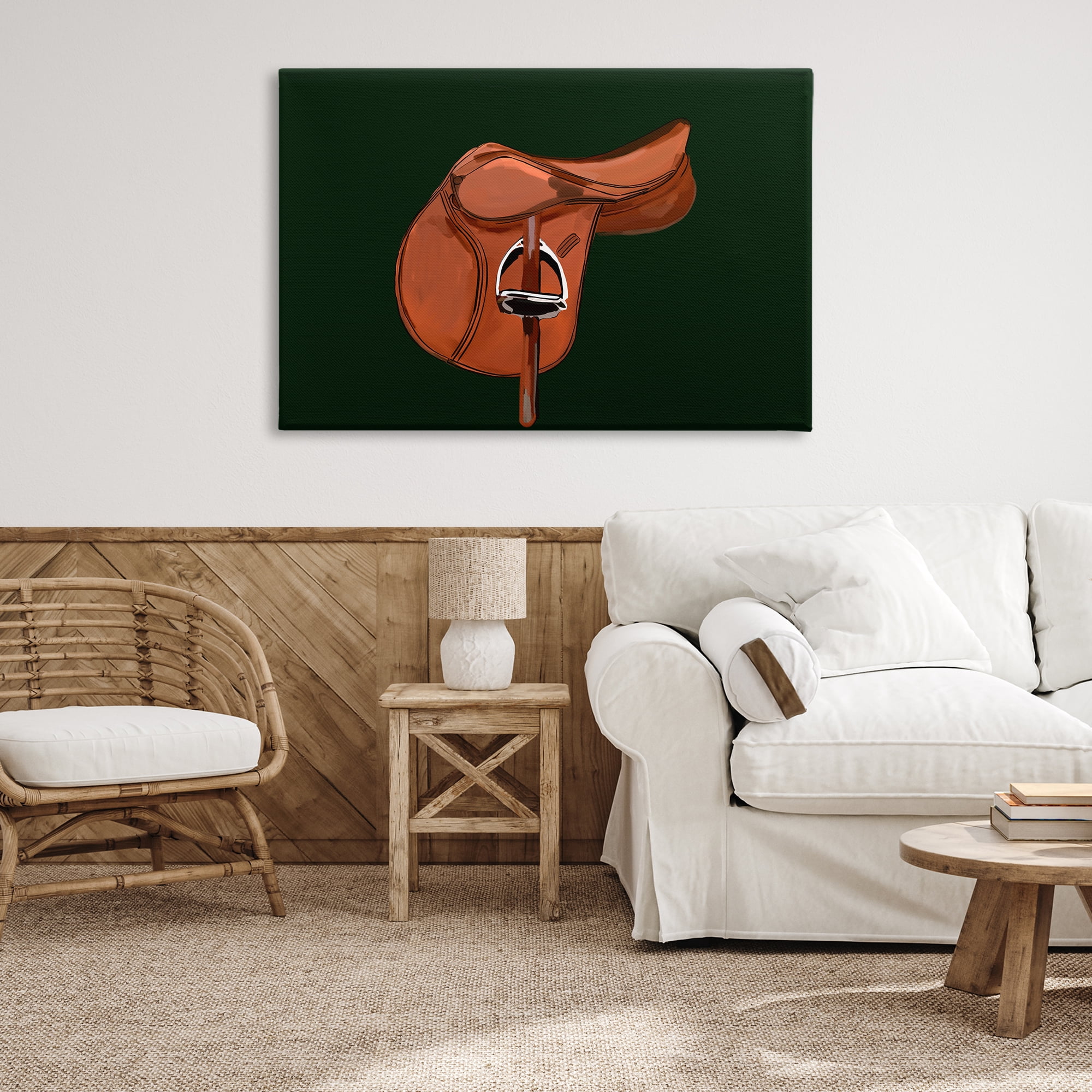 Stupell Industries Brown Horse Saddle Abstract Painting Gallery Wrapped Canvas Art Print Wall Art, 45 x 30