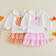 thumbnail image 2 of Leey-World Toddler Halloween Outfit Long Sleeve Pumpkin Sweatshirt Tulle Skirt Girls Fall Clothes(Orange,18-24 Months), 2 of 5