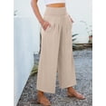 thumbnail image 5 of ZANKLEY Womens High Waist Smocked Wide Leg Flowy Pocketed Summer Lounge Beach Casual Pants, 5 of 13