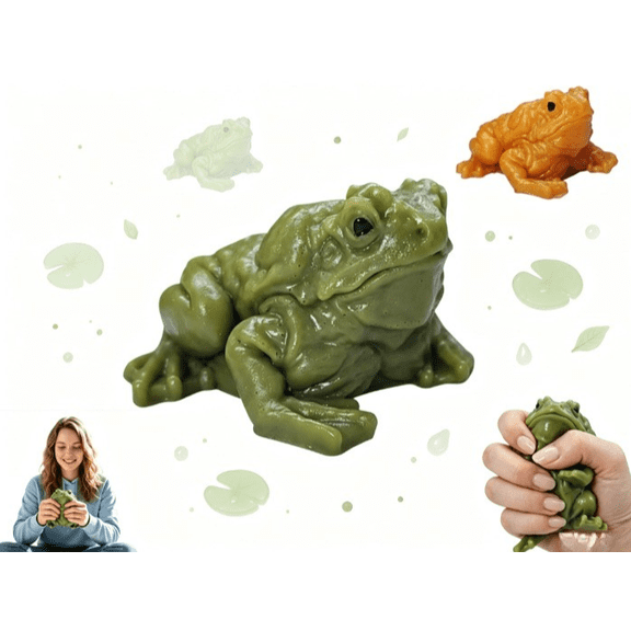 Frog‑Shaped Squishy Toy, Moldable Dough‑Textured Squeeze Fidget, Realistic Frog‑Shaped Handheld Squeeze Toy for Stress & Anxiety Relief, Cute Novelty Desktop Accessory