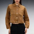 thumbnail image 2 of Women's Oversized Distressed Denim Jacket Casual Wash, 2 of 9