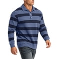 thumbnail image 2 of Zysthvn Long Sleeve Collared Shirts for Men Casual Golf Striped Polo Tshirts for Men Button Lightweight Turn Down Collar Vintage Tops, 2 of 6