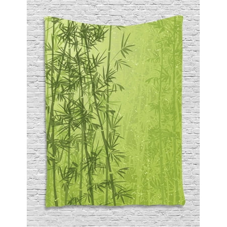 Exotic Tapestry, Tropical Forest Rainforest Jungle Paradise Ecology Feng Shui Spa, Wall Hanging for Bedroom Living Room Dorm Decor, 40W X 60L Inches, Pistachio Green Fern Green, by