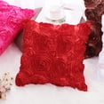 thumbnail image 6 of PiccoCasa 3D Satin Rose Flower Throw Pillow Cover Shells,Pure Cushion Covers for Couch Sofa,16" x 16" Red, 6 of 7
