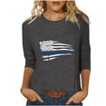 thumbnail image 2 of Dazajoo Independence Day 3/4 Sleeve Tops for Women 2024 Summer Casual Crew Neck Shirts Womens 4th of July American Flag Patriotic Tunic Sales Today,Gray,XXL, 2 of 6