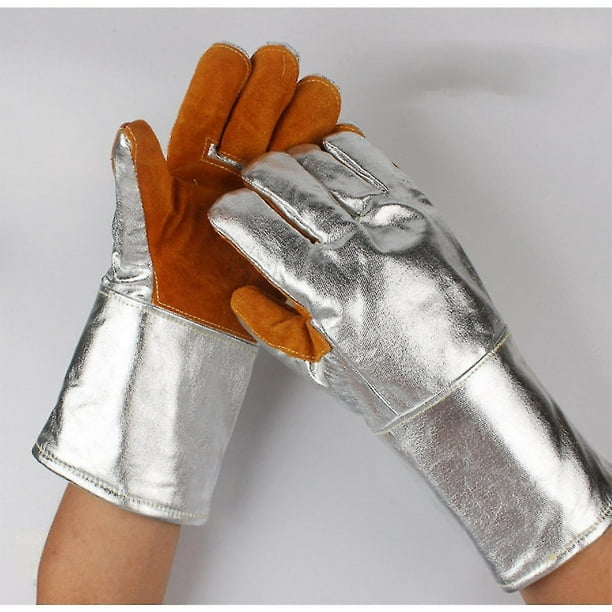 Guantes resistentes a altas temperaturas 300 grados 500 grados a prueba de fuego, anti-escaldado, termoaislante, papel de aluminio para horno microondas de cinco dedos kaili Sencillez