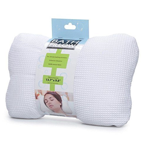 Soft Cloth Bath Tub Pillow with Suction Cups for Comfort Neck & Back NEW E1R 