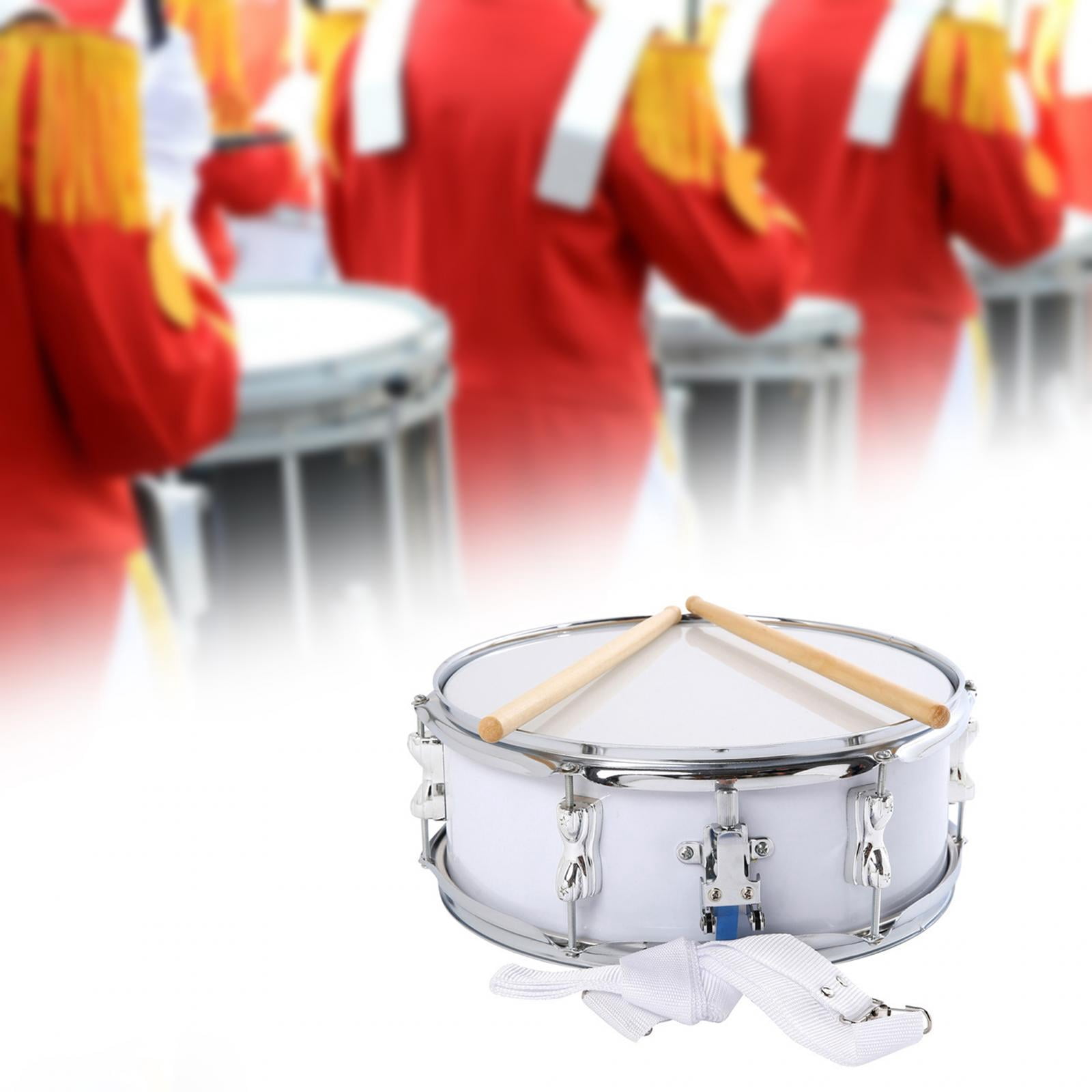 STARTIST 13" Snare Drum Music Drums Portable with Shoulder Strap Percussion Instrument Double Tone Drum for Kids Boys Girls Beginners White